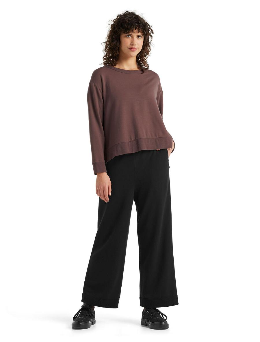 Women's Icebreaker RealFleece™ Merino Dalston Wide Pants Black | CA 1429JPQJ